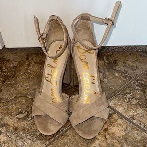 Sam Edelman Women's Beige Suede Heels